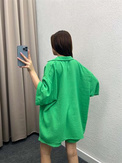 Pakhet Keten Yeşil Gömlekli Takım