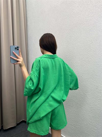 Pakhet Keten Yeşil Gömlekli Takım