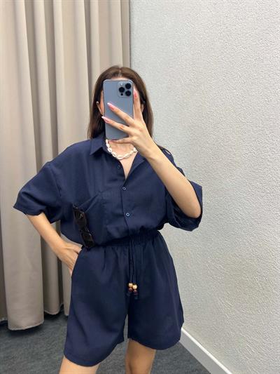 Pakhet Keten Lacivert Gömlekli Takım