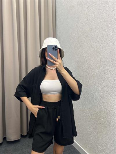 Pakhet Keten Siyah Gömlekli Takım