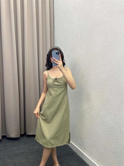 Palmiye Mint Keten Elbise