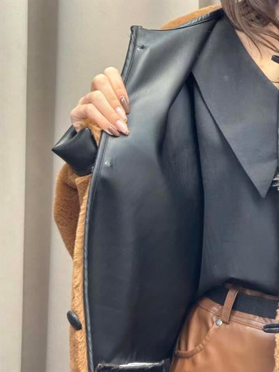 Mngo Aplikli Kürklü Kahve Palto