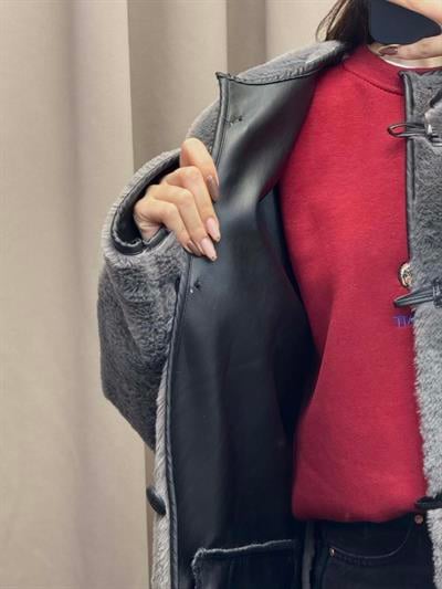 Mngo Aplikli Kürklü Füme Palto