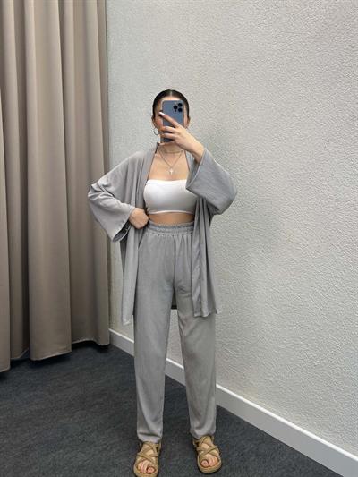 Pena Gri Gofre Kimono Takım