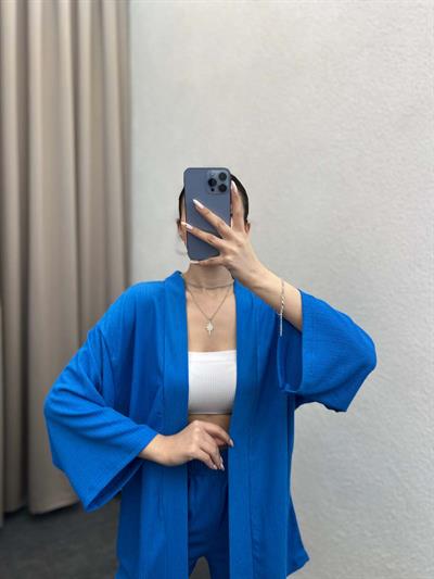 Pena Mavi Gofre Kimono Takım