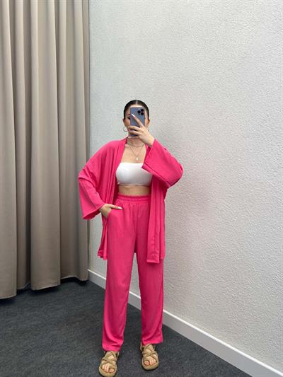 Pena Pembe Gofre Kimono Takım