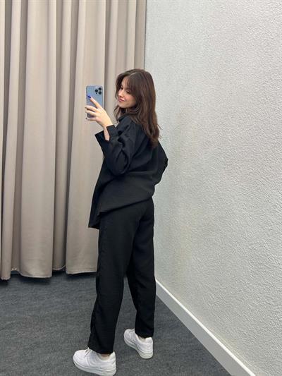 Pera Keten Siyah Gömlekli Takım