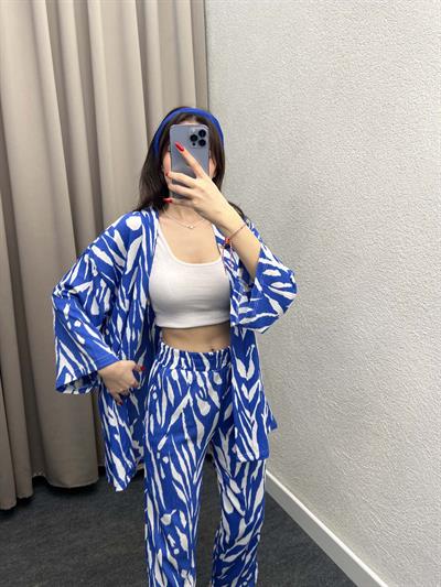 Piraye Mavi Kimono Takım