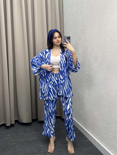 Piraye Mavi Kimono Takım