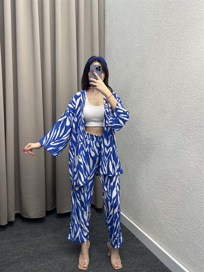 Piraye Mavi Kimono Takım