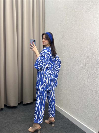 Piraye Mavi Kimono Takım