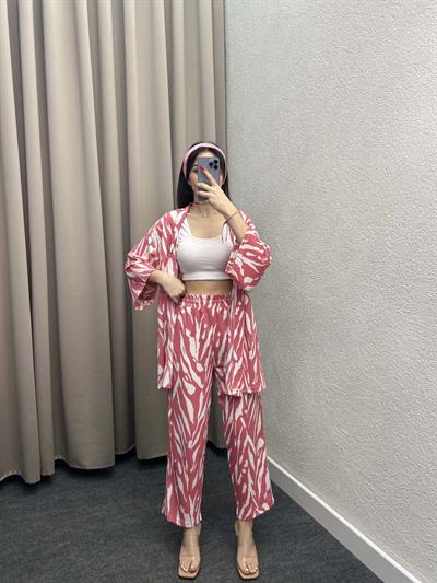 Piraye Pembe Kimono Takım