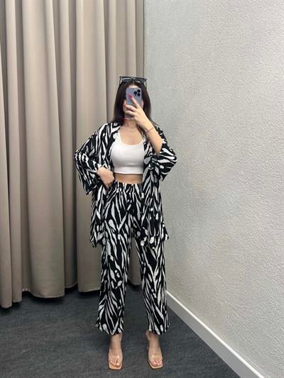 Piraye Siyah Kimono Takım