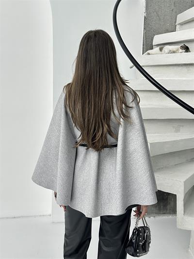 PREMİUM KALİTE İTHAL KAŞE PANÇO GRİ