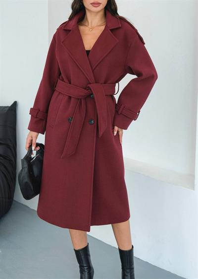 premıum kalite kaşe kaban bordo