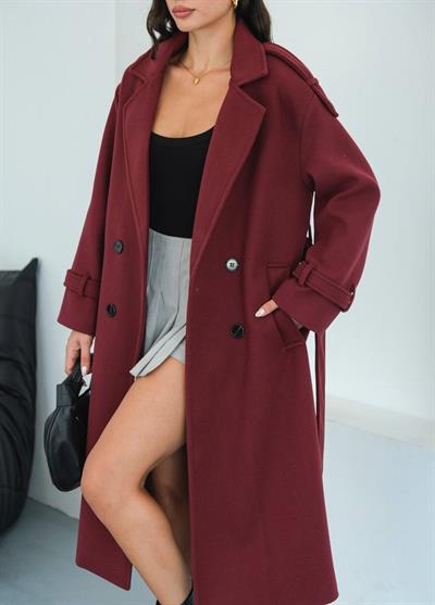 premıum kalite kaşe kaban bordo