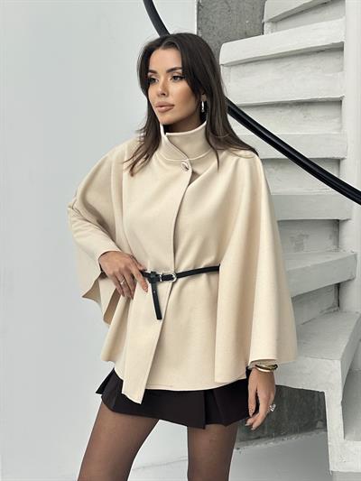 PREMİUM KALİTE KAŞE PANÇO BEJ