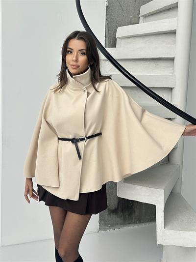 PREMİUM KALİTE KAŞE PANÇO BEJ