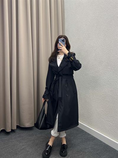 Primavera Siyah Premium Trençkot