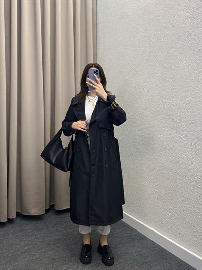 Primavera Siyah Premium Trençkot