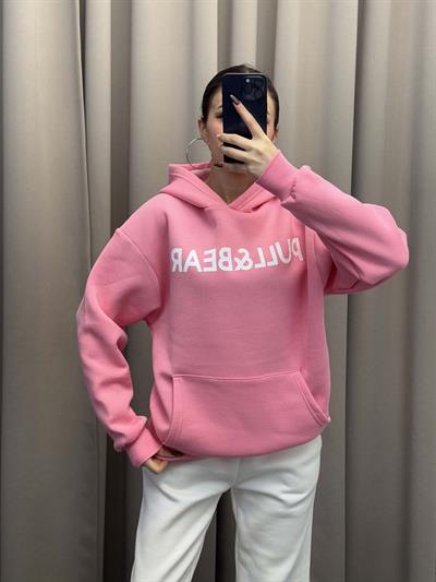Pull Bear Pembe Kapşonlu Sweatshirt