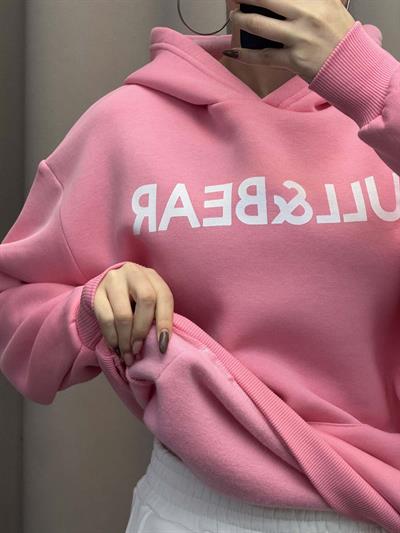 Pull Bear Pembe Kapşonlu Sweatshirt