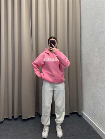 Pull Bear Pembe Kapşonlu Sweatshirt