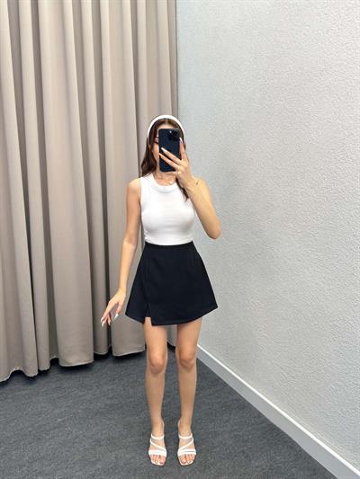 Rainbow Siyah Yırmaçlı Şort Etek