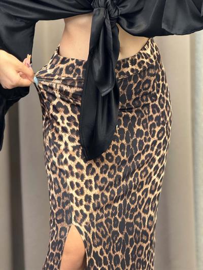 Reas Leopar Saten Etek