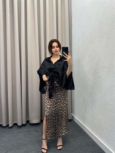 Reas Leopar Saten Etek