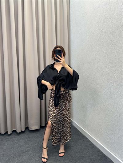 Reas Leopar Saten Etek