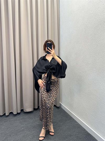 Reas Leopar Saten Etek