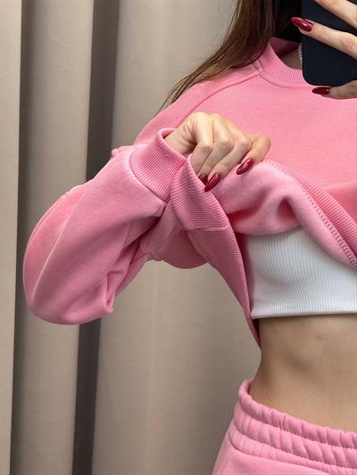 Reggio Kargo Cepli Crop Pudra Eşofman Takımı