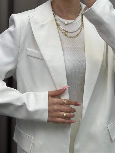 Rosto Beyaz Blazer Ceket