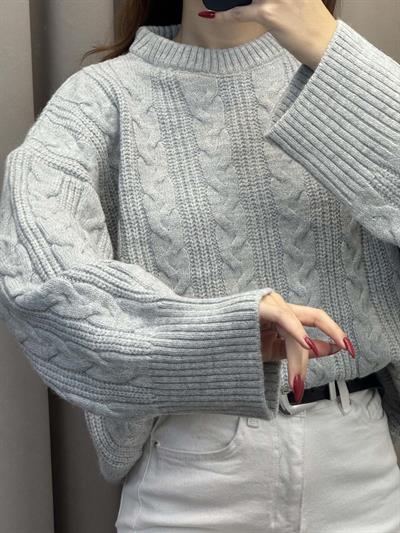 Saç Örgülü Pinterest Gri Kazak