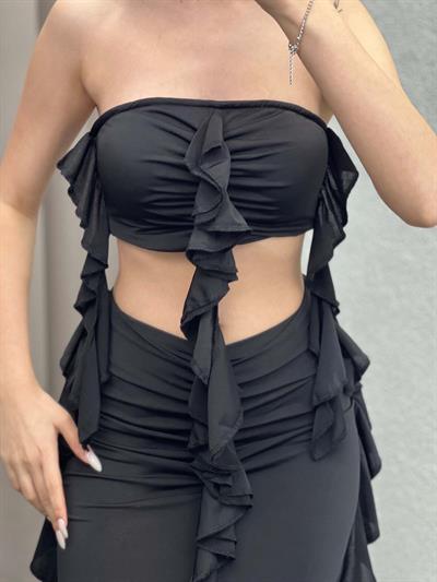 Sandy Siyah Fabric Elbise