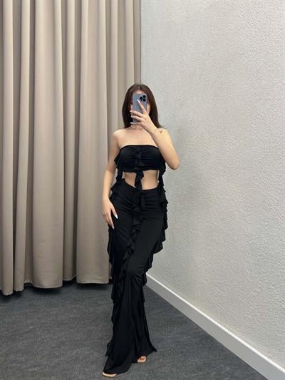 Sandy Siyah Fabric Elbise