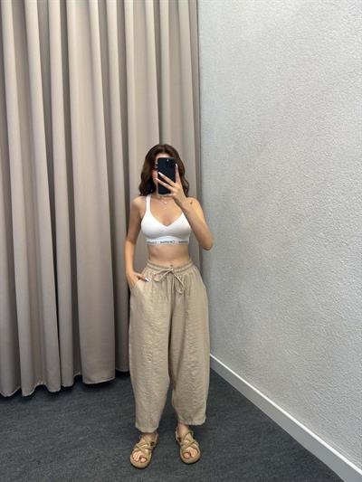 Sekiz Parça Modal Bej Gabardin Pantolon