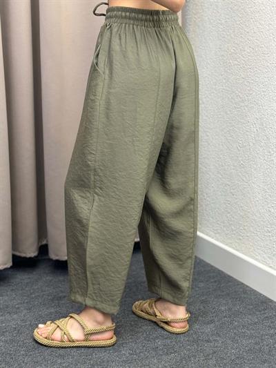 Sekiz Parça Modal Haki Gabardin Pantolon