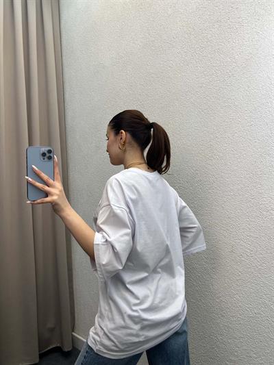 Seranays Beyaz Oversize Tshirt