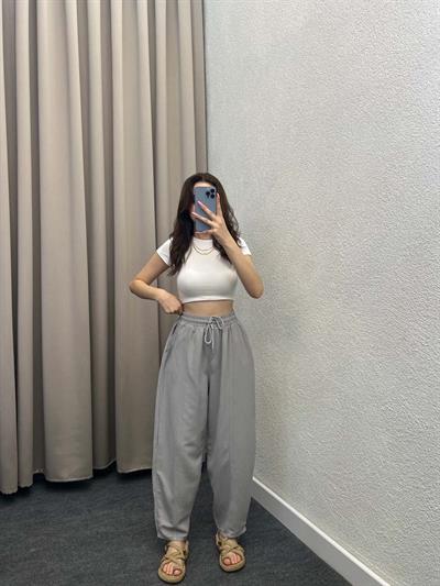 Silenos Gri Keten Pantolon