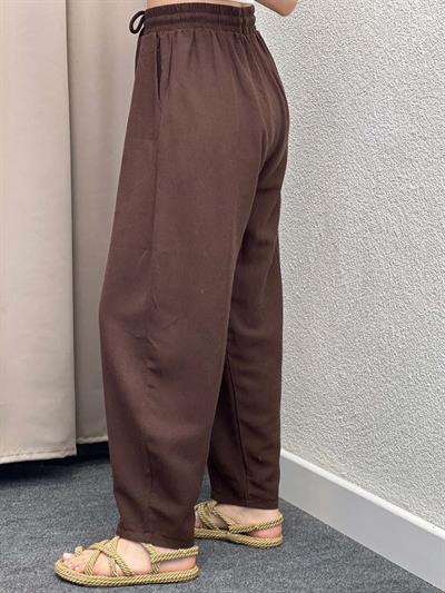Silenos Kahve Keten Pantolon