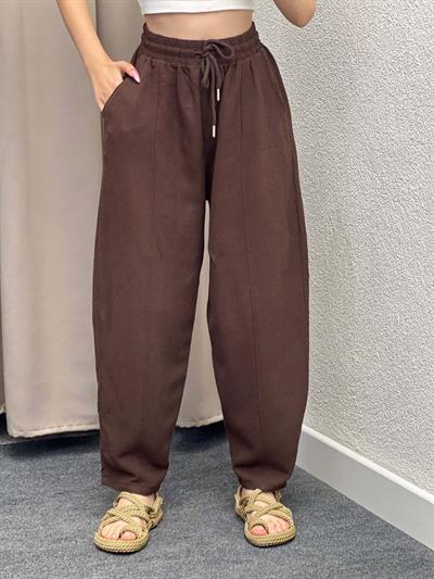Silenos Kahve Keten Pantolon