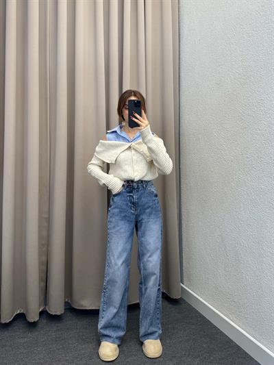 Gölgeli Wide Leg Jean