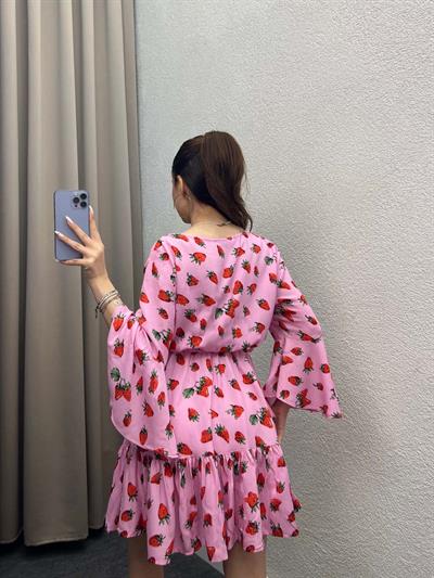 Strawberry Kuşaklı Mini Elbise