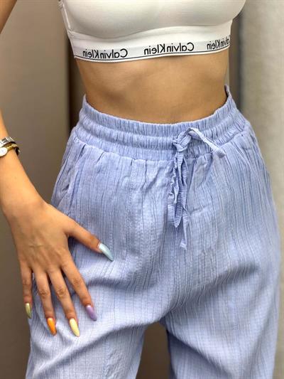 Sucks Gofre Bebe Mavi Bağlamalı Pantolon