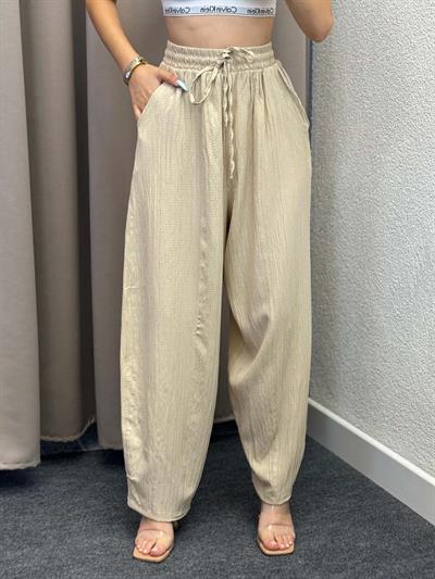 Sucks Gofre Bej Bağlamalı Pantolon