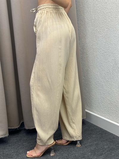 Sucks Gofre Bej Bağlamalı Pantolon