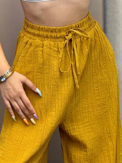 Sucks Gofre Hardal Bağlamalı Pantolon