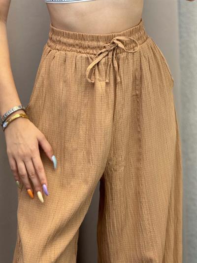 Sucks Gofre Kahve Bağlamalı Pantolon